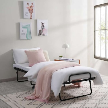 سرير قابل للطي مع مرتبة من بان هوم ساندلر - أسود - معدني