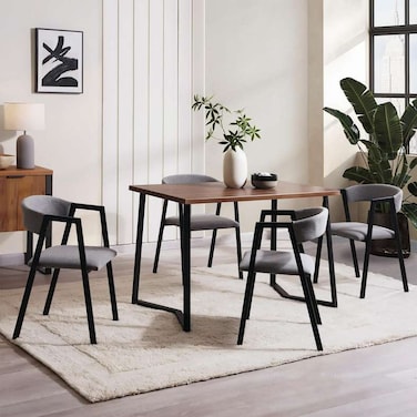 طقم طعام بان هوم ريان الجديد 1+4 - أسود طبيعي