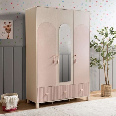 Pan Home Luna Kids 3 Door Wardrobe - Pink