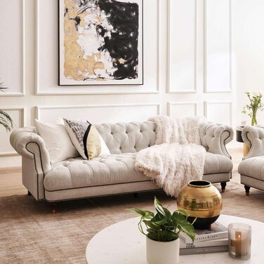 Pan Home Dandalf 3 Seater Sofa - Off White