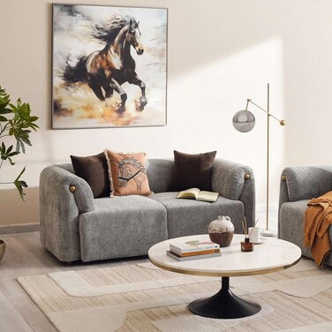 أريكة بان هوم سادوك ذات المقعدين - رمادي غامق