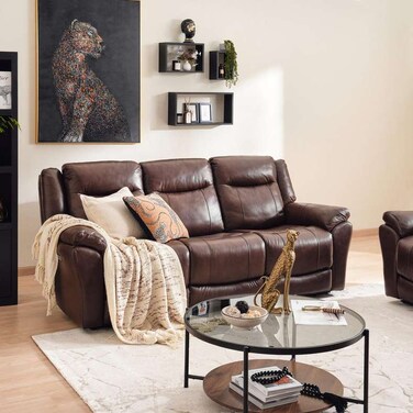 أريكة بان هوم ورومتيل بثلاثة مقاعد قابلة للإمالة - بني غامق