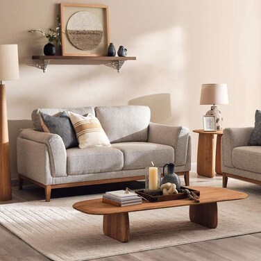 أريكة بان هوم لوكاج ذات مقعدين - رمادي فاتح