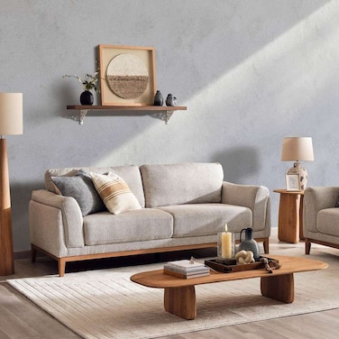 أريكة بان هوم لوكاج بثلاثة مقاعد - رمادي فاتح