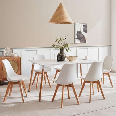 Pan Home Zektex New 1+6 Dining Set - White Natural