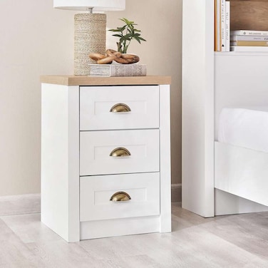Pan Home Almada Nightstand With 3 Drawer - White