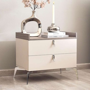 Pan Home Carmona Nightstand With 2 Drawers - Grey