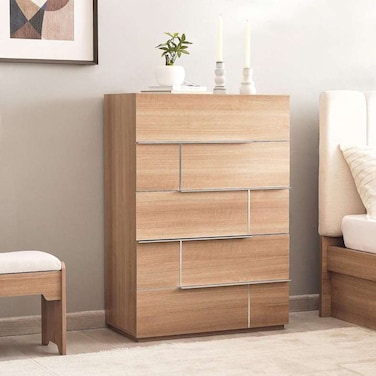 خزانة ملابس رينلي من بان هوم، ٥ أدراج، لون بيج