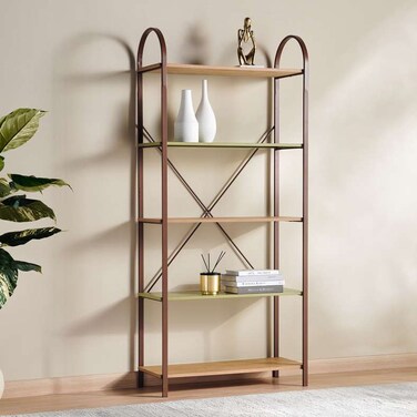 Pan Home Vander Shelving Unit 5 Tier - Green &amp; Natural