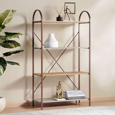 وحدة رفوف بان هوم فاندر، 4 طبقات، لون كريمي وطبيعي