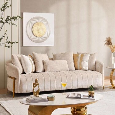 Pan Home Daryol 4 Seater Sofa - Beige