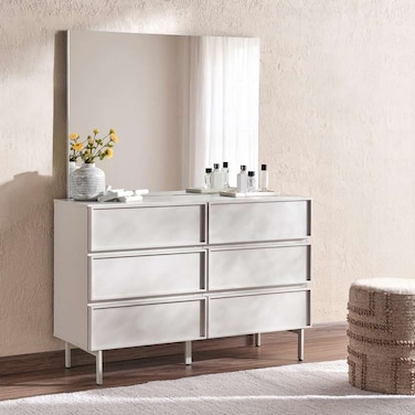 Pan Home Abbigail Dresser With Mirror - Light Grey