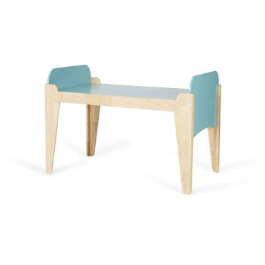 بان هوم مارلو - سرير أطفال ٢ في ١ (قابل للتحويل إلى مكتب كتابة) ٧٠×١٣٠ سم، مصنوع من خشب المطاط الصلب - أزرق وأبيض