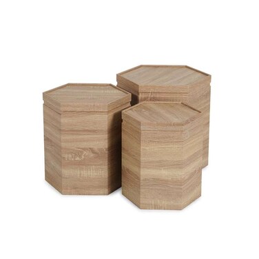 مجموعة طاولات جانبية دائرية من بان هوم إبيديا، مكونة من 3 قطع - لون طبيعي