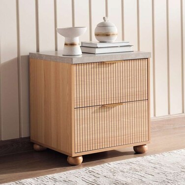 Pan Home Fern Nightstand With 2 Drawer - Natural