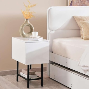 Pan Home Ken Nightstand With 1 Drawer - Glossy White