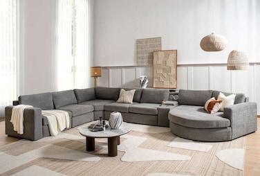 أريكة ريم كورنر موديولار من بان هوم - رمادي