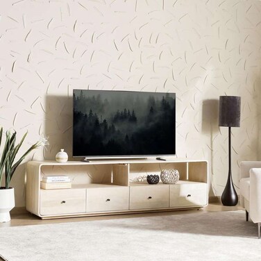 Pan Home Synalo TV Unit Upto 80 Inches Solid Wood - Off White