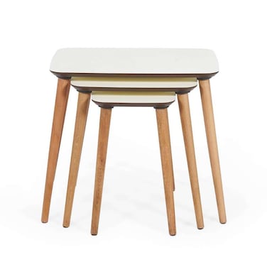 مجموعة طاولات بان هوم كارنوس متداخلة من 3 قطع - بيج طبيعي