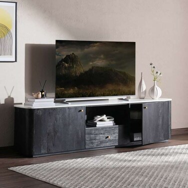 Pan Home Kaprije TV Unit Upto 80 Inches Solid Wood - Black