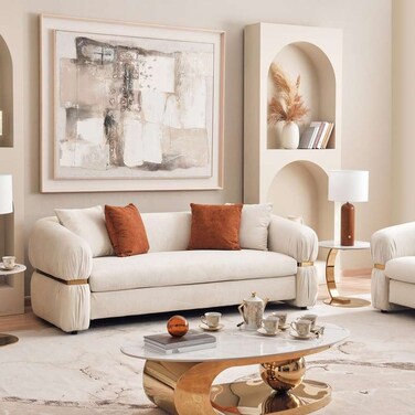 Pan Home Subarna 3 Seater Sofa - Beige