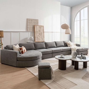 Pan Home Reem Armless Modular Sofa - Grey