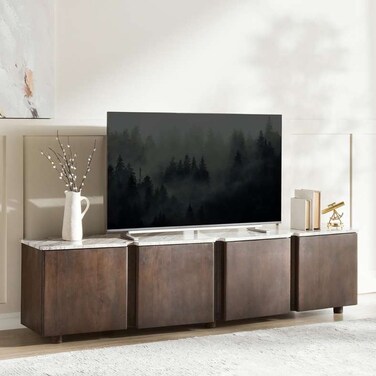Pan Home Regala TV Unit Upto 80 Inches Marble - White Brown