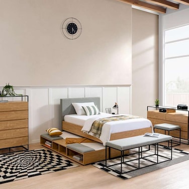 Pan Home Walter Kids Single Bed 120X200cm - Oak