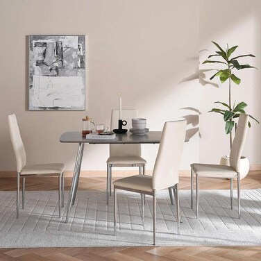 طقم طعام بان هوم أروى 1+4 - أبيض فضي