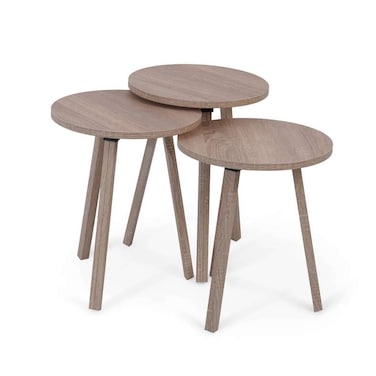 مجموعة طاولات مارنوس المتداخلة من بان هوم، مكونة من 3 قطع - لون طبيعي