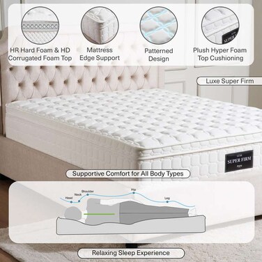 Pan Home Luxe Super Firm Worry Free Micro Pocketed With HR Visco Gel 34cm 180X200