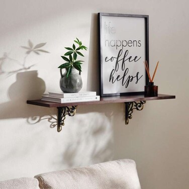 رف حائط خشبي من بان هوم لايتون، مقاس 23×91 سم - بني