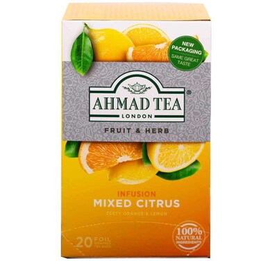 Ahmad Tea Fruit and Herb Infusion Mixed Citrus Zesty Orange and Lemon Flavoured 20 Tea Bags