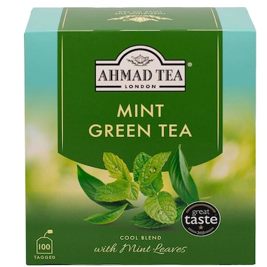 Ahmad Tea Mint Mystique Flavoured Green Tea with Mint Leaves 100 Tea Bags