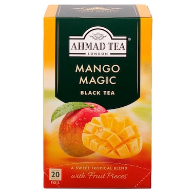 Ahmad Tea Mango Magic Flavoured Black Tea with Fruit Pieces 20 Tea Bags