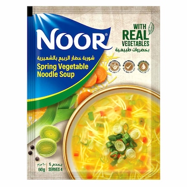 نور شوربة نودلز بالخضار الربيعية، فورية، 60 غرام