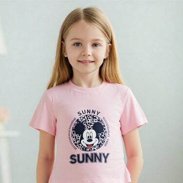 Supportive T-Shirt and Jeans Set Mickey Mouse ID3695 (Color: Pink) Size: 5-6 Years