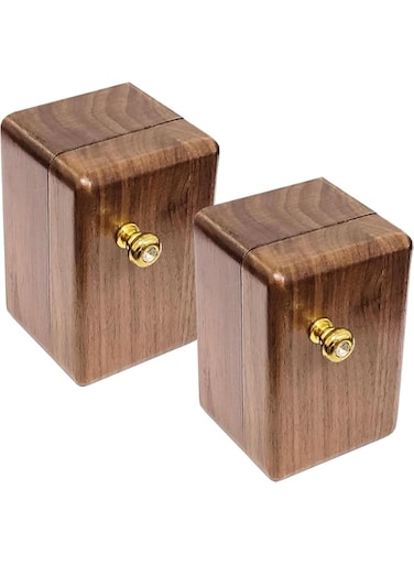 Young Wolf Pair of Deluxe Walnut Storage Box Organizers with Mirror for Jewelry Necklace Earrings Bracelets and Ring