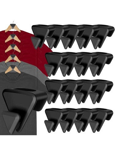 Angju 18 Pcs Space Saving Clothes Hanger Connector Hooks, Heavy Duty Hangers Extender Clips to Create Up to 5X Closet Space, Premium ABS Materials Closet Organizer for Hanging Shirts, Pants