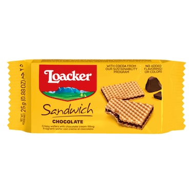 Loacker Sandwich with Chocolate Cream Filling Crispy Wafers, 25g