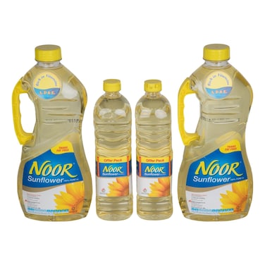 Noor Pure Sunflower Oil, 1.5L Pack of 2 + Pure Sunflower Oil, 750ml Pack of 2
