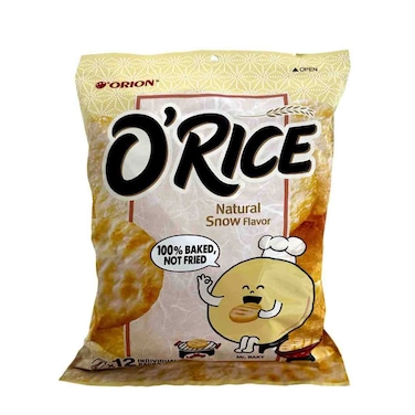 Orion O'Rice Natural Snow Flavour Cracker, 10.8g Pack of 12