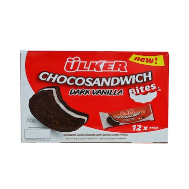 Ulker Dark Vanilla Choco Sandwich Bites, 32g Pack of 12