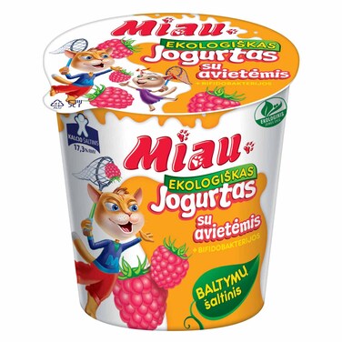 Miau Raspberry Organic Yogurt, 125g