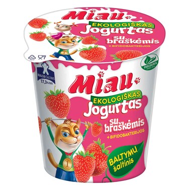 Miau Strawberry Organic Yogurt, 125g