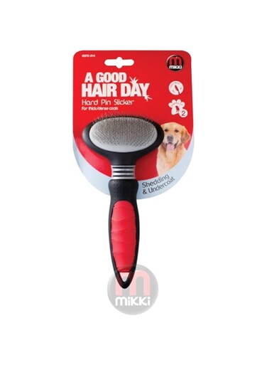Mikki Dog, Cat, Puppy, Kitten Grooming Hard Pin Slicker Brush -For Knot, Tangles -Sml-Med Pet-Small, clear