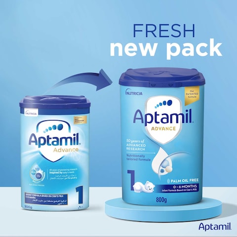 Aptamil Advance Palm Oil Free Infant Milk Formula, Stage 1, from 0 to 6 Months, 800g