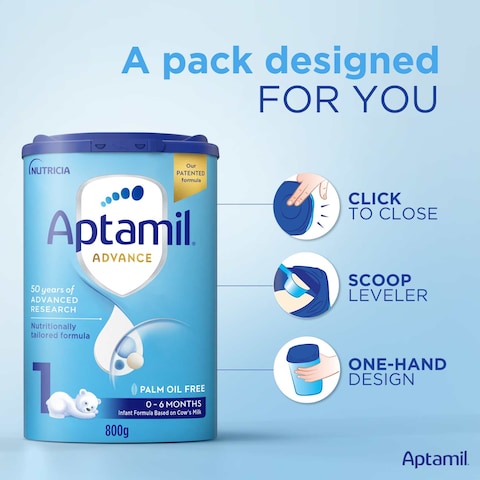 Aptamil Advance Palm Oil Free Infant Milk Formula, Stage 1, from 0 to 6 Months, 800g