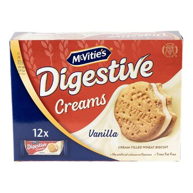 McVitie's Digestive Creams Vanilla Cream Filled Wheat Biscuit, 40g Pack of 12