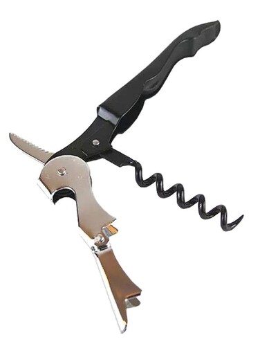 Waiters Corkscrew Wine Bottle Opener With Bird Style Handle Black